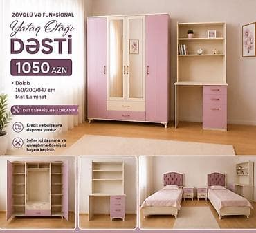 tek dolablar: Zövqlü və funksional yataq otağı dəsti Tərkibi: - 3 qapılı dolab — 1
