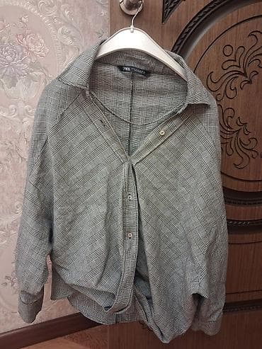 Личные вещи: ZARA qadın köynəyi - Klassik qaşqabaqlı (plaid) naxışlı, boz — 1