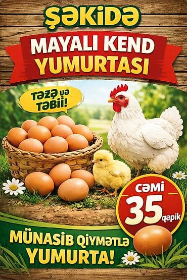 Собаки: Toyuq yumurtası təzə və mayalı 35 qəpik 
Bazara çatdırılma var — 1