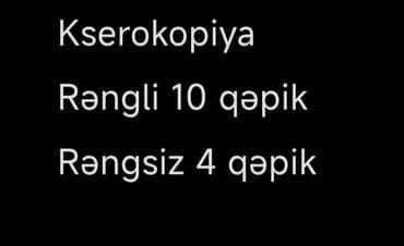 yuk masini arendaya verilir: Xerokopiya xidməti - Rəngli çap: 10 qəpik (səhifə başına) - — 1