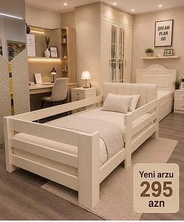 tək çarpayılar: Yeni Arzu tək çarpayı – 295 AZN Ağ rəngli, zərif və müasir dizayna — 1