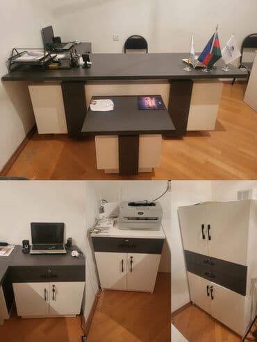 Ofis mebel dəsti – masa, köməkçi stol və şkaflar - Stil: müasir, iki