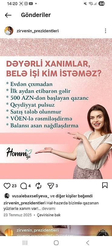 komekcisi: Ev köməkçisi tələb olunur, Dəyişən qrafik, Aylıq ödəniş — 3