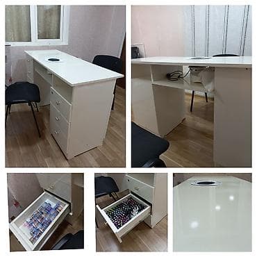 stulu: Düz masa, Siyirməli, Polkalı, Parlaq laminat — 7