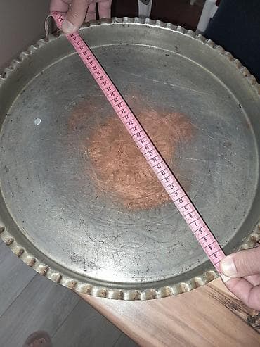 Mis qabdan hazırlanmış böyük dekorativ sini/tray - Material: Mis (əl
