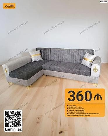 divan koşesi: Köşe divan – Kod: 6966 Ölçülər: 260 × 160 sm Mexanizm: Açılan, bazalı — 1