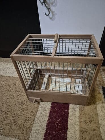 quş dami: Taxta quş qəfəsi - Ölçülər: uzunluq 29 sm, hündürlük 26 sm, eni 18 sm — 2