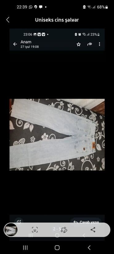 cins pencekler 2022: Uniseks cins şalvar - Rəng: açıq mavi (stonewash) - Kəsim: düz paça — 4