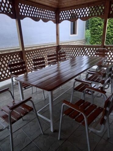 Bağ, çöl masa və oturacaq dəstləri: Yeni, Dördbucaq masa, 6 stul, Açılmayan, Stullar ilə, Taxta, Azərbaycan — 3