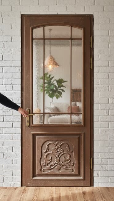 Фурнитура и комплектующие: Sabalid agacindan çərçivəli şüşəli qapı - Material: sabalid agaci — 2