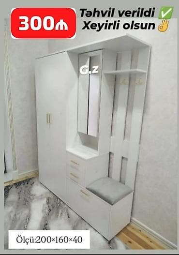 stol sutullar: Dəhliz üçün çoxfunksiyalı dolab-komod dəsti - Rəng: ağ - Ölçü: 200 × — 1