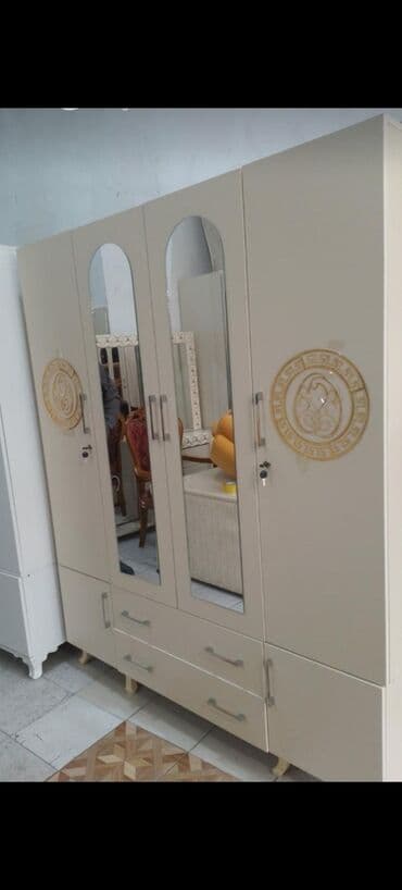 paltar asılqanı taxta: Yeni, 4 qapılı Düz dolab, Dolab-asılqan — 3