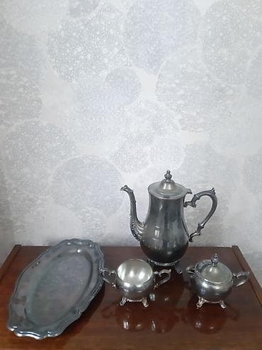 cay: Çay dəsti, rəng - Gümüşü, Metal — 1