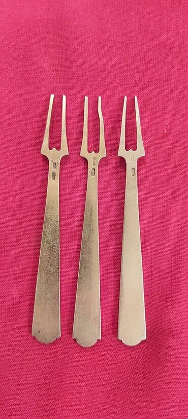 çəngəl qaşıq dəstləri: Gümüş (875 Prob) 3-eded Limon Vilkalari — 2