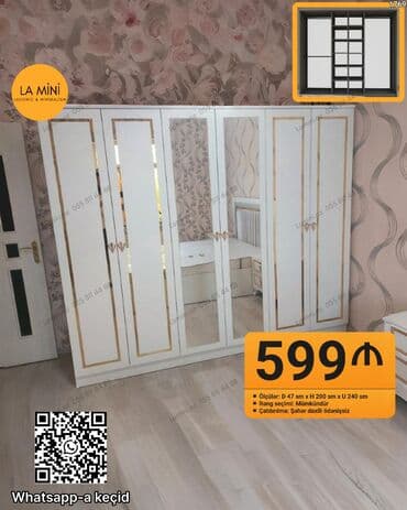 islenmis paltar dolabi: Açılan, 6 qapı Düz dolab, Qarderob, paltar dolabı — 1