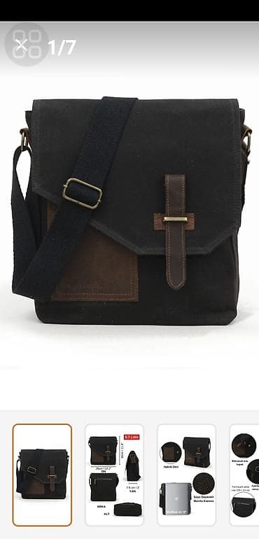 ipad 10 cu nesil: Suya davamlı mumlu kanvasdan kişi/unikseks çiyin çantası - Ölçülər — 6