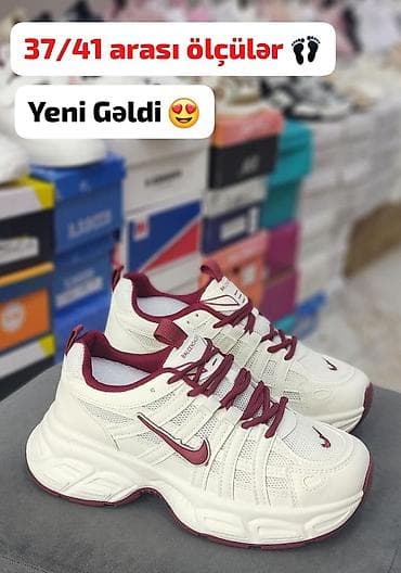 ket ayaqqabilar: Ağ-bordo idman ayaqqabısı - Ölçülər: 37–41 - Model: qalın altlıqlı — 1