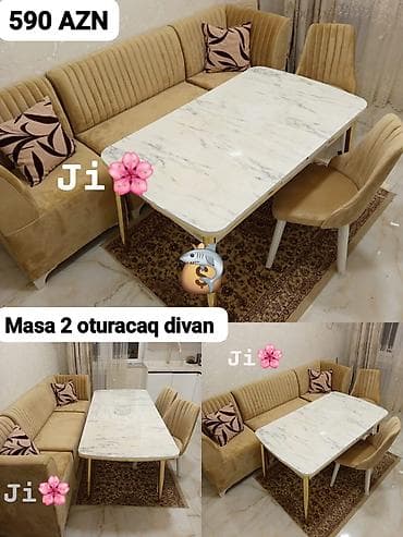 Mətbəx üçün, Dördbucaq masa, 2 stul