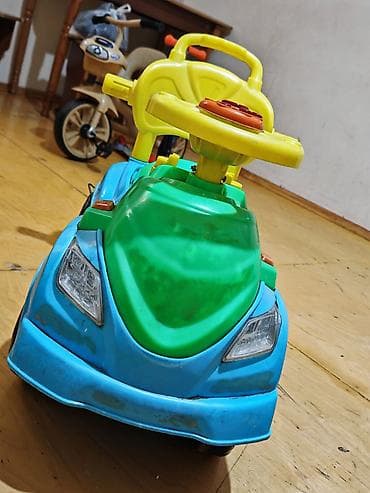 golf masini: Uşaq üçün minik maşını (ayaqla itələnən) - Rənglər: mavi-yaşıl — 2