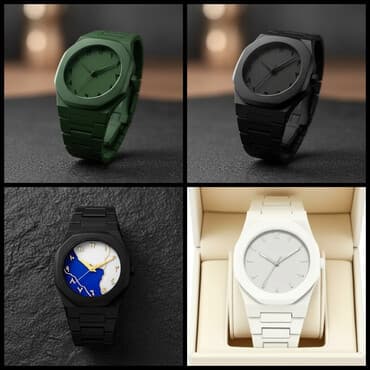 qolbaq şəkilləri: Kvars mexanizimli uniseks əl saatları - Rənglər: qara, yaşıl, ağ; — 1