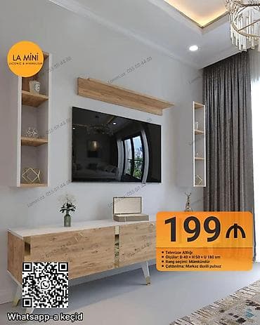 Düz TV altlığı, Polkalı, Laminat