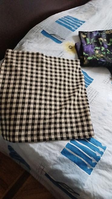 mini geyim: Qara-ağ dama (gingham) naxışlı qısa ətək - Model: Yüksək belli, düz — 1