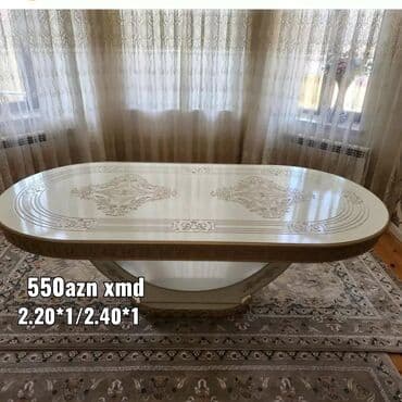 Masa və oturacaq dəstləri: Qonaq otağı üçün, Yeni, Açılmayan, Dördbucaq masa, 6 stul — 4