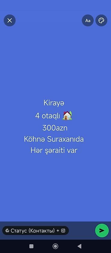 evrika evlər: Kirayə 4 otaqlı ev – Köhnə Suraxanı Qiymət: 300 AZN Xüsusiyyətlər: - — 1