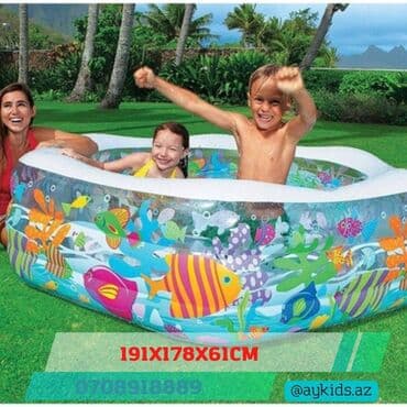 Uşaq üçün şişmə hovuz 191x178x61 sm "Akvarium" şişmə dibi, 510l, 6