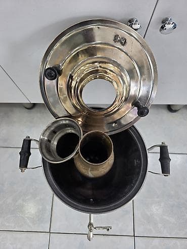 Klassik kömür/sobayaqarlı samovar - Material: cilalanmış metal — 3