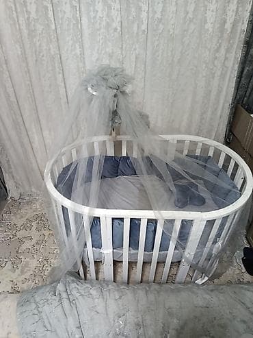 set mebel: Oğlan və qız üçün, Yeni, Yumru, Beşik, Dəst ilə, Matras ilə, Yellənmə mexanizmsiz — 3