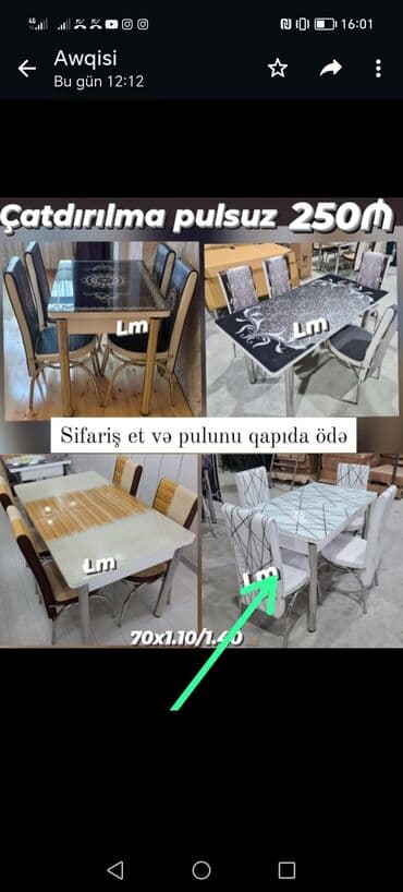 mətbəx stol: Mətbəx üçün, Yeni, Açılan, Dördbucaq masa, 4 stul — 22