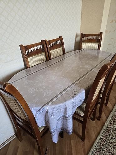 metbext stol stulu: Qonaq otağı üçün, Açılmayan, Dördbucaq masa, 6 stul — 1