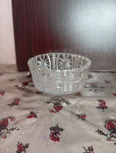 usaq ucun konfet qablari: Kəsma naxışlı şüşə qab dəsti - 2 ədəd dərin şirniyyat/meyvə qabı – — 3