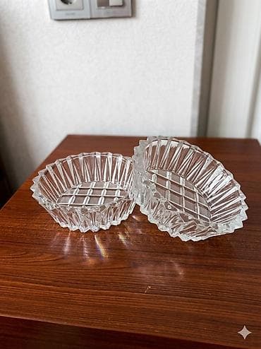 şuşe: Şüşə salat/qəlyanaltı qabları – 2 ədəd dəst - Material: qalın, şəffaf — 1