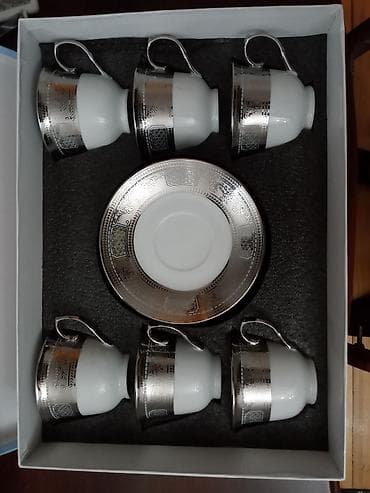 ağ sekil: Qəhvə dəsti, rəng - Ağ, Farfor — 1