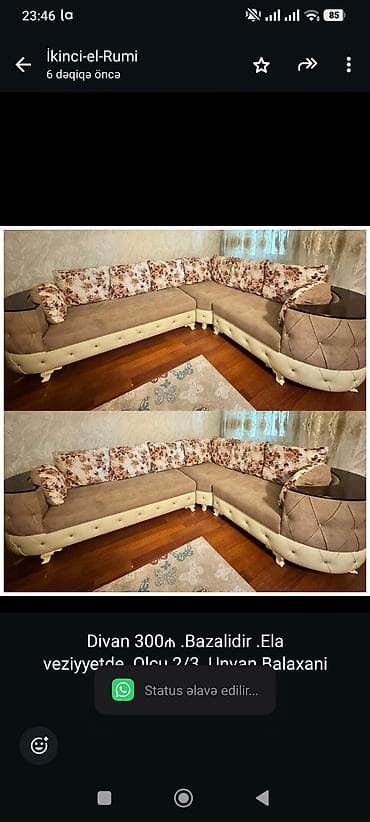 Мебель: Divan 300₼ .Bazalidir .Ela veziyyetde .Olcu 2/3 .Unvan Balaxani — 1