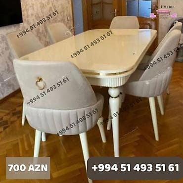 stulla: Qonaq otağı üçün, Yeni, Açılmayan, Dördbucaq masa, 6 stul — 1