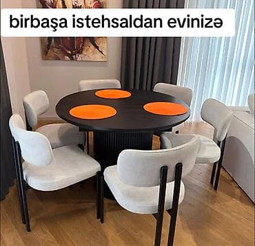Qonaq otağı üçün, Yeni, Açılmayan, Yumru masa, 6 stul