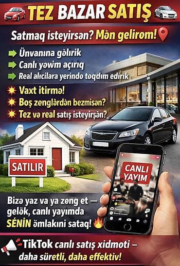 Xidmət: Tez bazar satış – canlı yayımda tez və real satış Təsvir: -