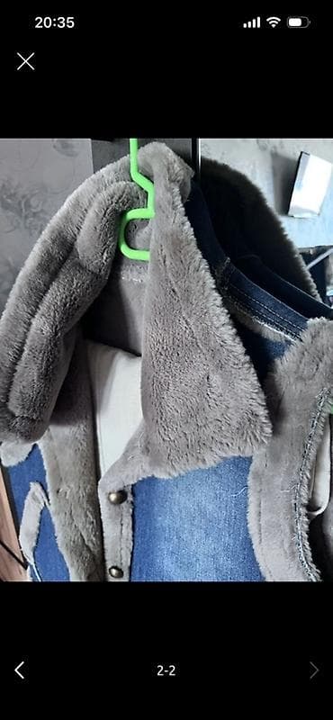 cins kurtkalar 2020: Qadınlar üçün cins parça və süni xəz detallı jilet - Material: mavi — 1