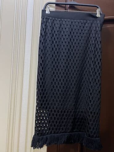 юбки в цветочек: Qara ətək - Model: Qəlpikli/mesh fakturalı midi ətək - Rəng: Tünd — 1