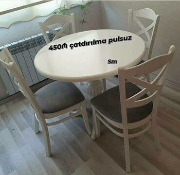 Masa və oturacaq dəstləri: Mətbəx üçün, Yeni, Açılmayan, Yumru masa, 4 stul — 2