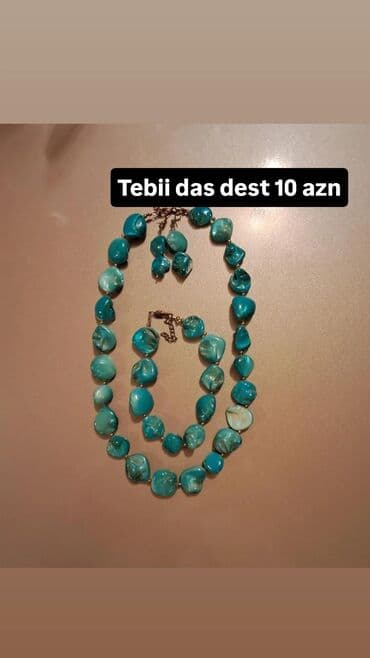Təbii daş dəst – 10 AZN - 3 hissədən ibarət zərgərlik dəsti