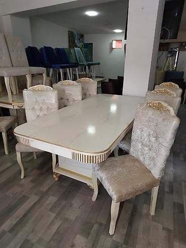 yellenen stullar: Qonaq otağı üçün, Açılmayan, Dördbucaq masa, 8 stul — 1