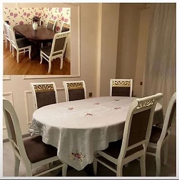 2 ci el mebil: Qonaq otağı üçün, İşlənmiş, Açılan, Oval masa, 6 stul — 2