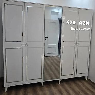 qapi alemi: Yeni, 6 qapı, Güzgülü, Ağ, Açılan, Düz dolab — 1