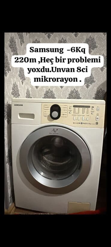 qab yığan: Paltaryuyan maşın Samsung, 6 kq, İşlənmiş, Avtomat, Qurutmasız, Kredit yoxdur, Ünvandan götürmə — 1