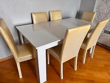 Qonaq otağı üçün, İşlənmiş, Açılan, Dördbucaq masa, 6 stul lalafo.az -da Qonaq otağı üçün, İşlənmiş, Açılan, Dördbucaq masa, 6 stul