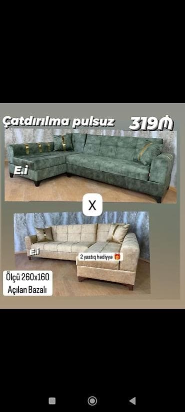 Künc divan – açılan, bazalı model - Ölçü: 260 x 160 sm - Künc